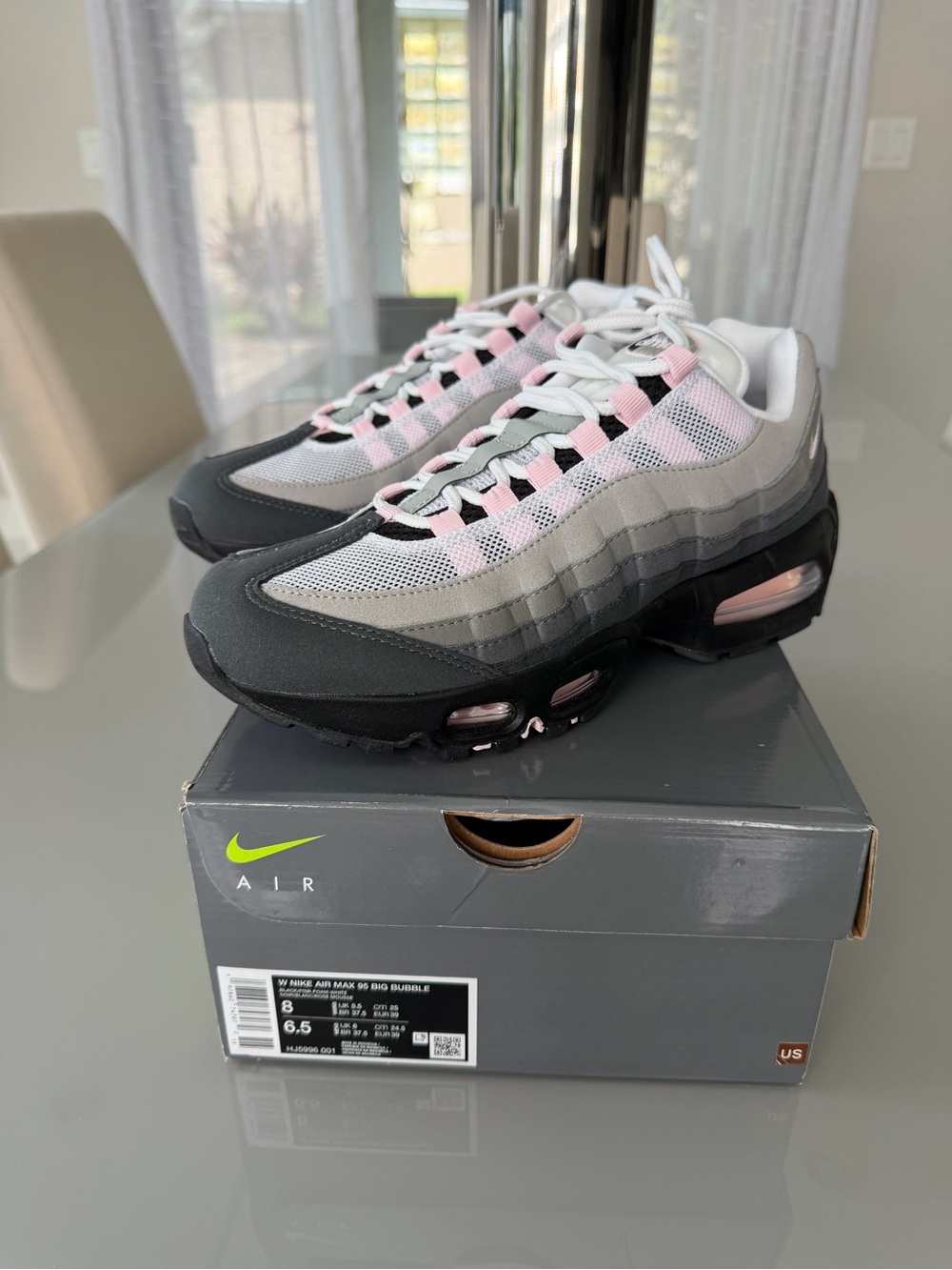 Nike Air Max 95 Pink Foam Women Size 8- Black, Gray & Pink Accent